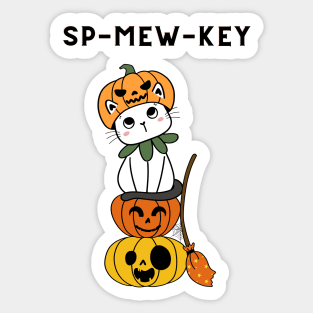 Spooky (Sp-mew-key) Kitten with pumpkins Sticker